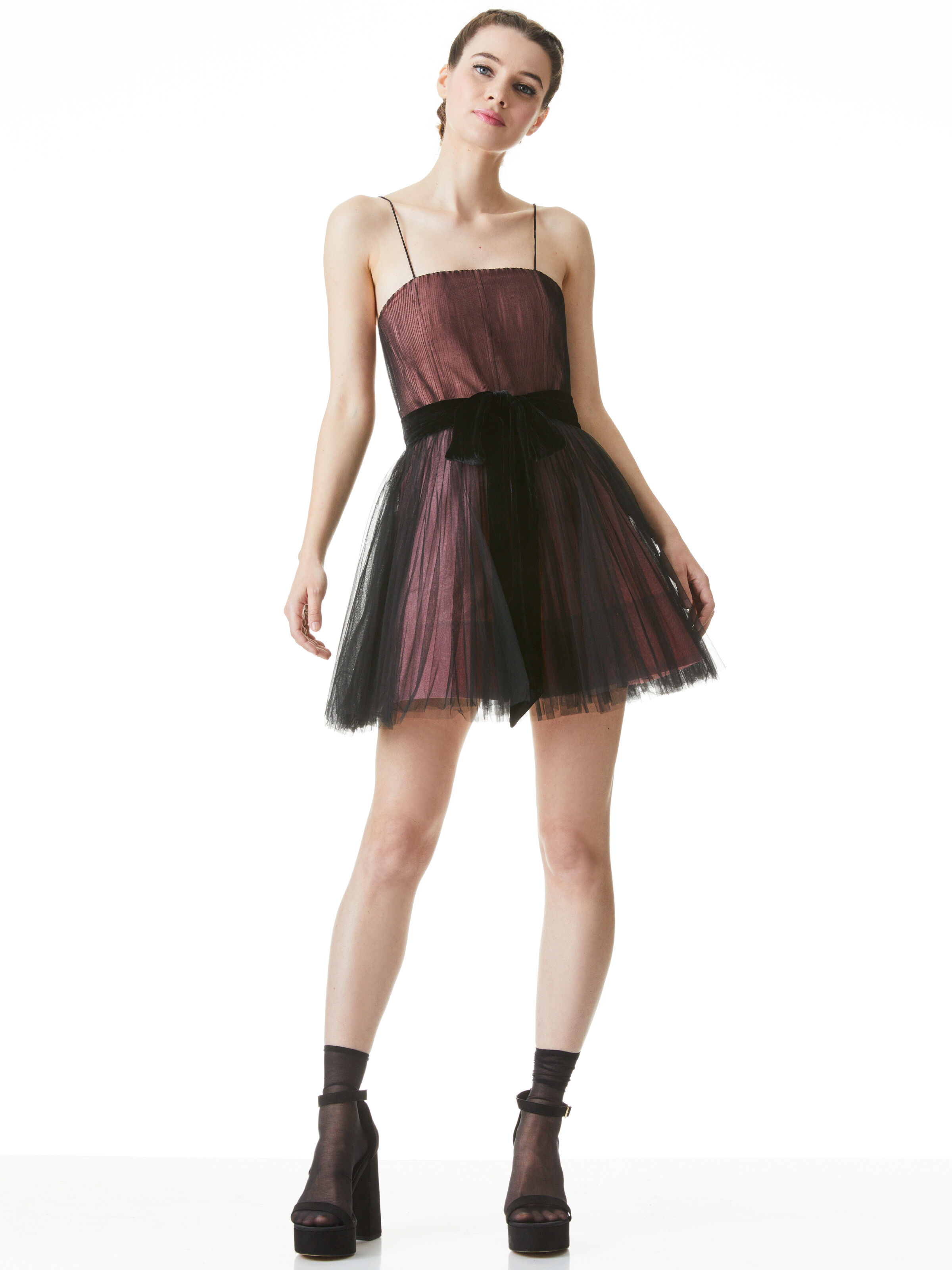 Mabel Belted Mini Dress In Black/pink ...